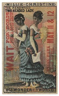 Millie—Christine Advertising Card. The Renowned Two Headed Lady.