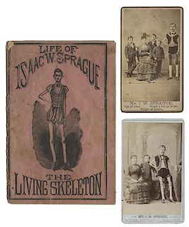 Isaac W. Sprague The Living Skeleton. Group of Four Items.