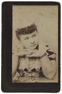 Annie Howard. Circus Sideshow Performer Tattooed Lady Cabinet Card.