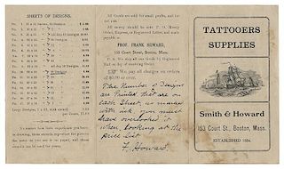 Tattooers Supplies. Smith & Howard Price List.