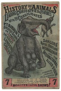 History of Animals, Leading Curiosities & Features with the Consolidated P.T. Barnum’s Greatest Show on Earth…(cover titl