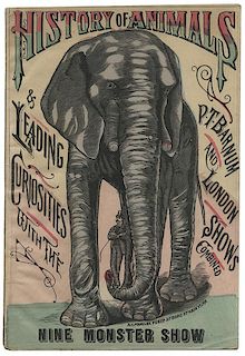 History of Animals & Leading Curiosities with the P.T. Barnum and London Shows Combined (cover title).