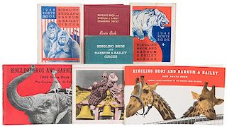 Set of Seven Ringling Brothers and Barnum & Bailey 1940s Route Books.
