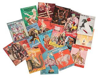 Set of Eighteen Ringling Brothers and Barnum & Bailey Combined Show Magazines and Daily Reviews. 1950-1968.