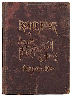 Adam Forepaugh Shows. 1893 Route Book.