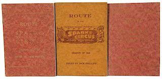 Set of Three Sparks Circus Route Books. 1925-1927.