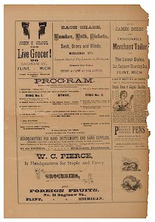 Two Nineteenth Century Circus Programs and Newspaper Ad.