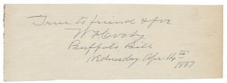 William F. “Buffalo Bill” Inscribed and Signed Clipped Page.