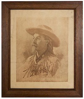 Buffalo Bill Framed Portrait Lithograph.