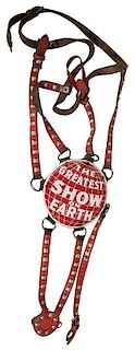 Ringling Brothers and Barnum & Bailey Combined Circus. The Greatest Show on Earth Round Porcelain Sign / Elephant Harness.