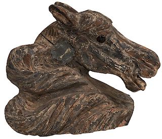 Carousel Carved Wooden Horse Head.