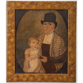 Welsh Portrait of a Mother and Child on Tin