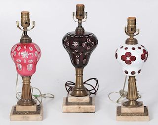 Cut to Clear and Colored Glass Table Lamps