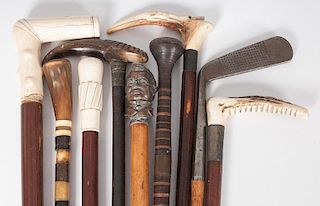 Horn, Bone, and Leather Canes, Plus