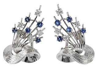 18kt. Diamond & Sapphire Earrings