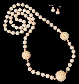 Angel Skin Coral Necklace & Earrings