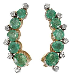 14kt. Emerald & Diamond Earrings
