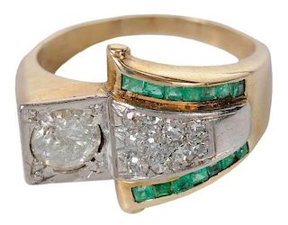 14kt. Diamond & Emerald Ring
