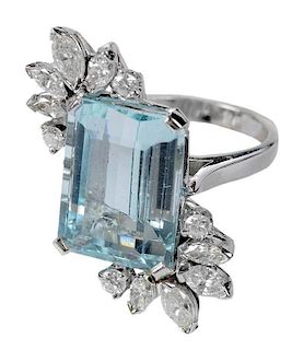 14kt. Aquamarine & Diamond Ring