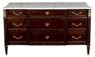 Directoire Style Mahogany Marble Top Chest