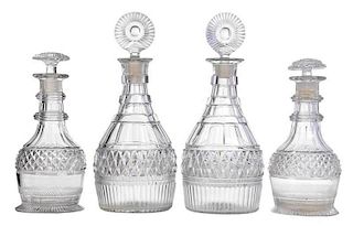 Two Pair Cut Crystal Decanters