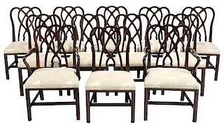 Set 12 Chippendale Style Mahogany Dining Chairs