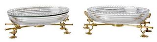 Pair George III Cut Crystal Oval Serving Dishes