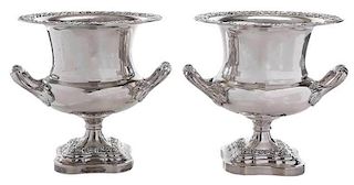 Pair Silver Plated Wine Coolers