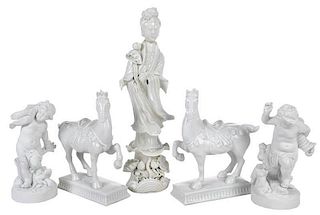 Group of Five White Porcelain Figures