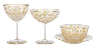 38 Pieces Gilt Crystal Stemware and Bowls