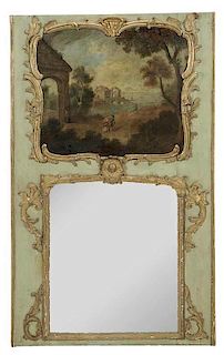 Louis XV Painted and Parcel Gilt Trumeau Mirror