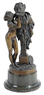 Bronze Figure of Lady with Bacchus