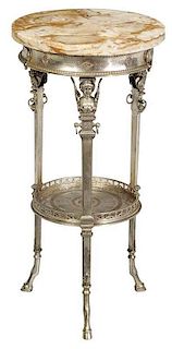 Silvered Bronze Marble Top Neoclassical Gueridon