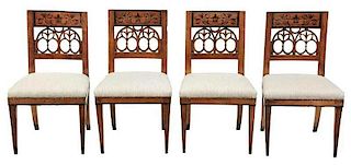 Set of Four Biedermeier Inlaid Side Chairs
