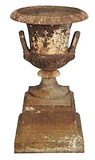 Vintage Cast Iron Garden Urn on Stand