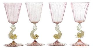 Fourteen Venetian Glass Water Goblets