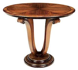 Art Deco Rosewood and Walnut Center Table