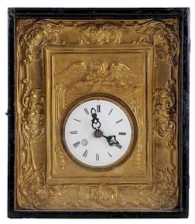Brass Clock Mounted in Shadow Box