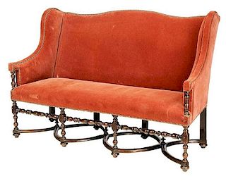 William and Mary Upholstered Highback Settee