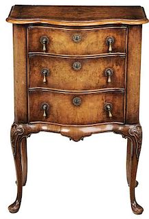 Queen Anne Style Burlwood Petite Commode