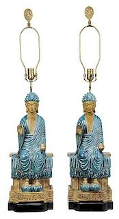 Pair of Porcelain Buddha Table Lamps