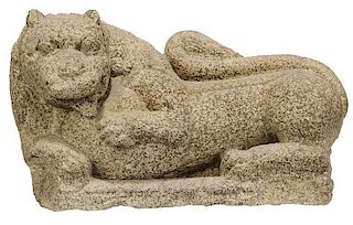 Early Persian Carved Stone Figure of a Lion