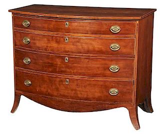 American Federal Cherry Inlaid Bowfront Chest