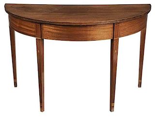 Federal Style Inlaid Mahogany Demilune Table