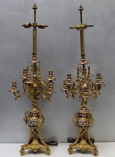 A Fine Quality Pair of Dore Bronze Enameled