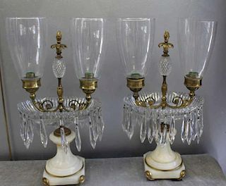 A  Pair of Antique Marble Gilt Metal Candlebra