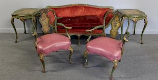 Antique Venetian Style Paint Decorated Parlour Set