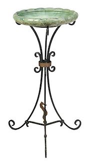 Large Fulper Bowl on Wrought Iron Stand
