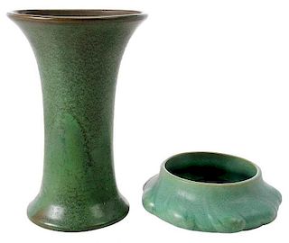 Two Art Pottery Vases, Teco and Volkmar