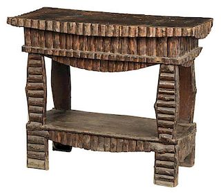 Rustic Twig Decorated Two-Tier Side Table